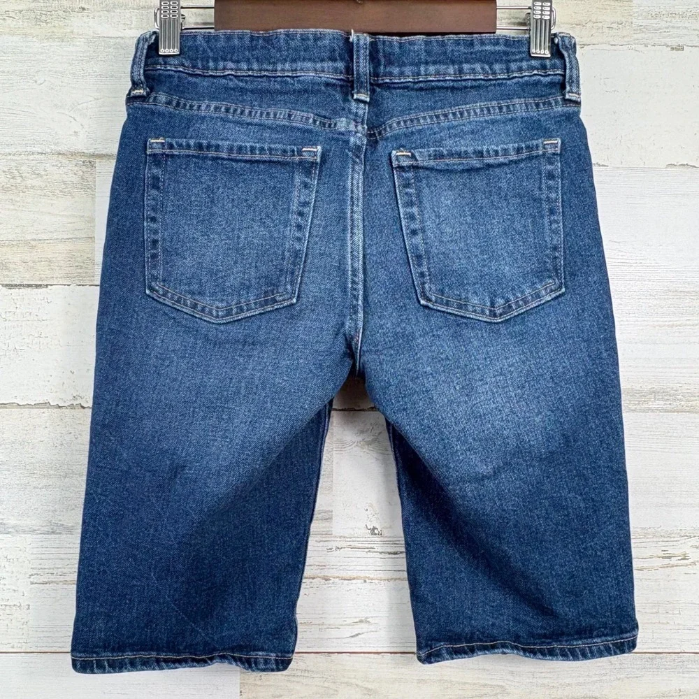 GAP Bermuda Shorts Womens 0 Blue Dark Wash Stretch Denim 11 Inch Inseam Indie